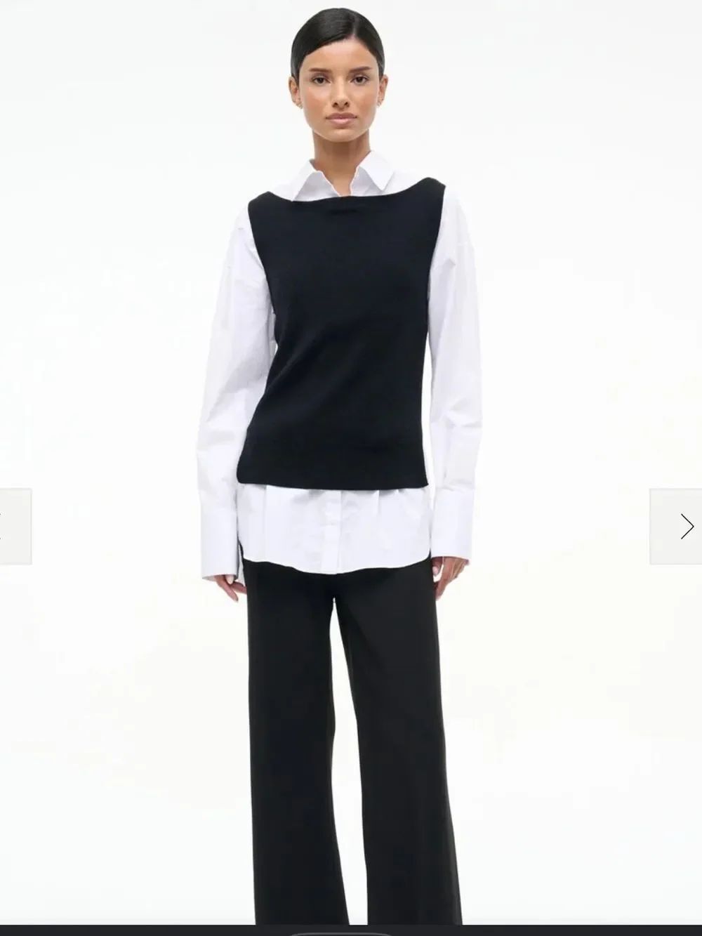 STAUD Damian black white top